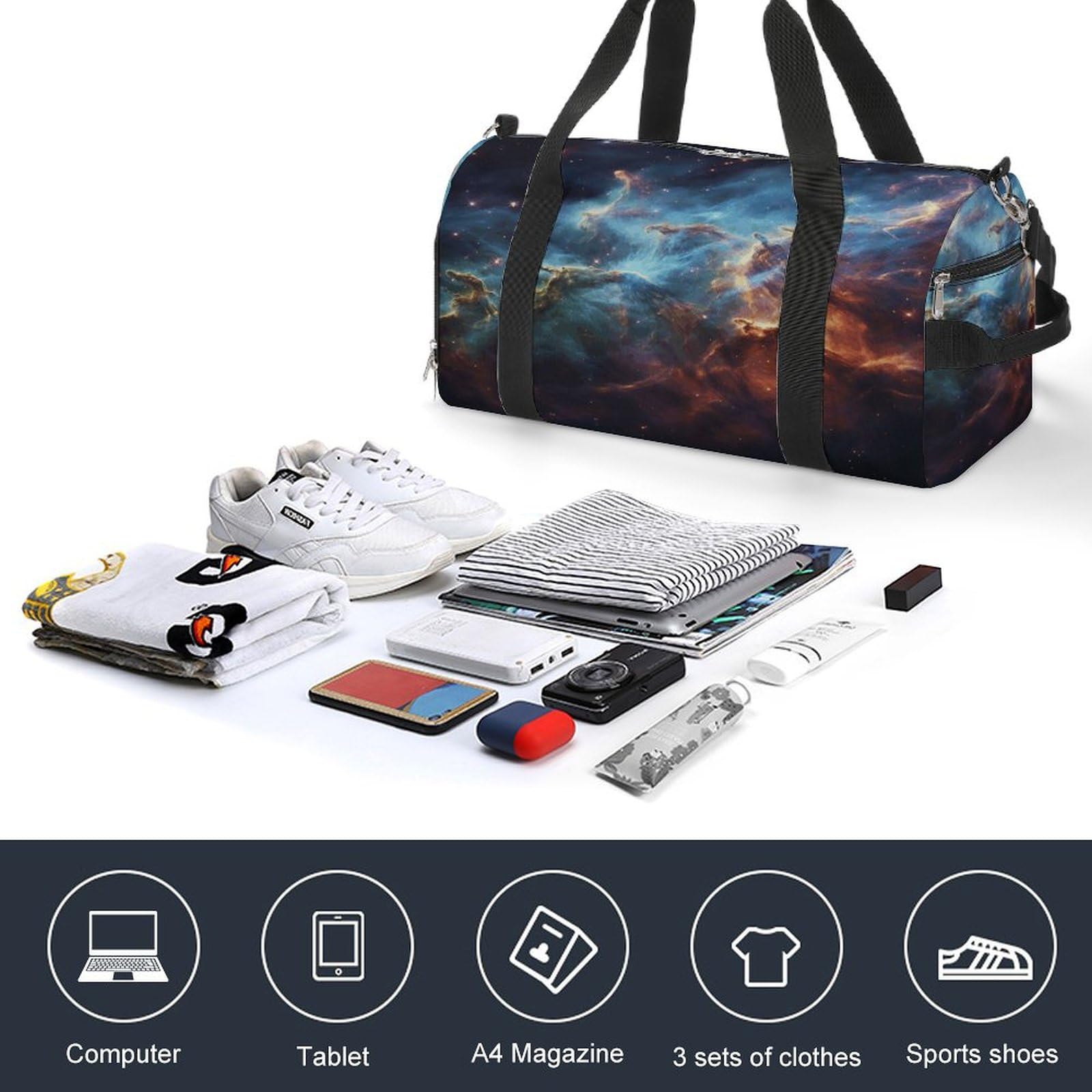 Turnbeutel für Damen und Herren, Universum, Galaxie, Weltraumdruck, wiederverwendbar, Turnbeutel mit Schuhfach, Stil, Einheitsgröße, modern, Stil:, Einheitsgröße, Modern