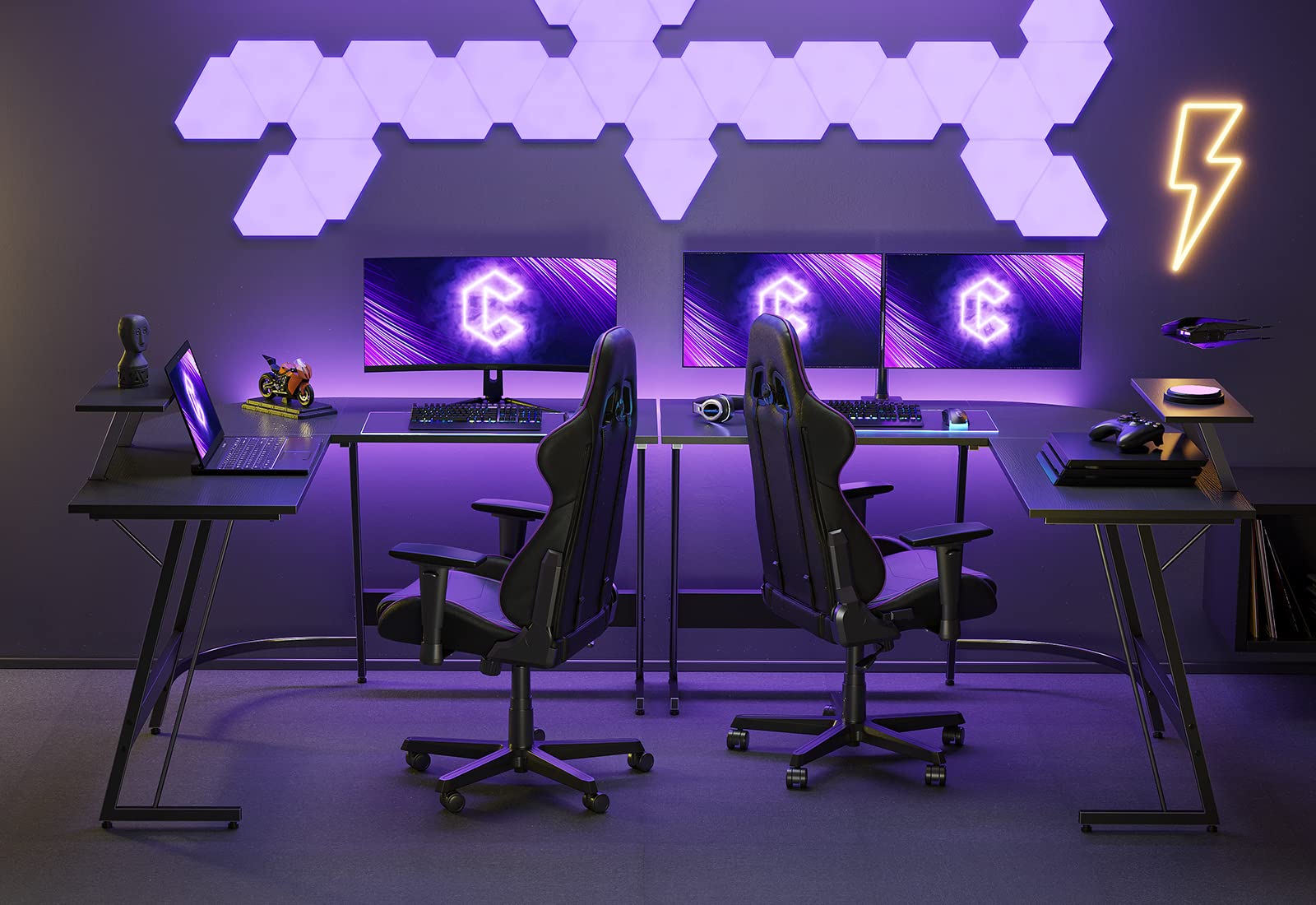 Buy Cubiker L Shaped Desk, Computer Corner Desk, Gaming Desk with Monitor Stand, Home Office