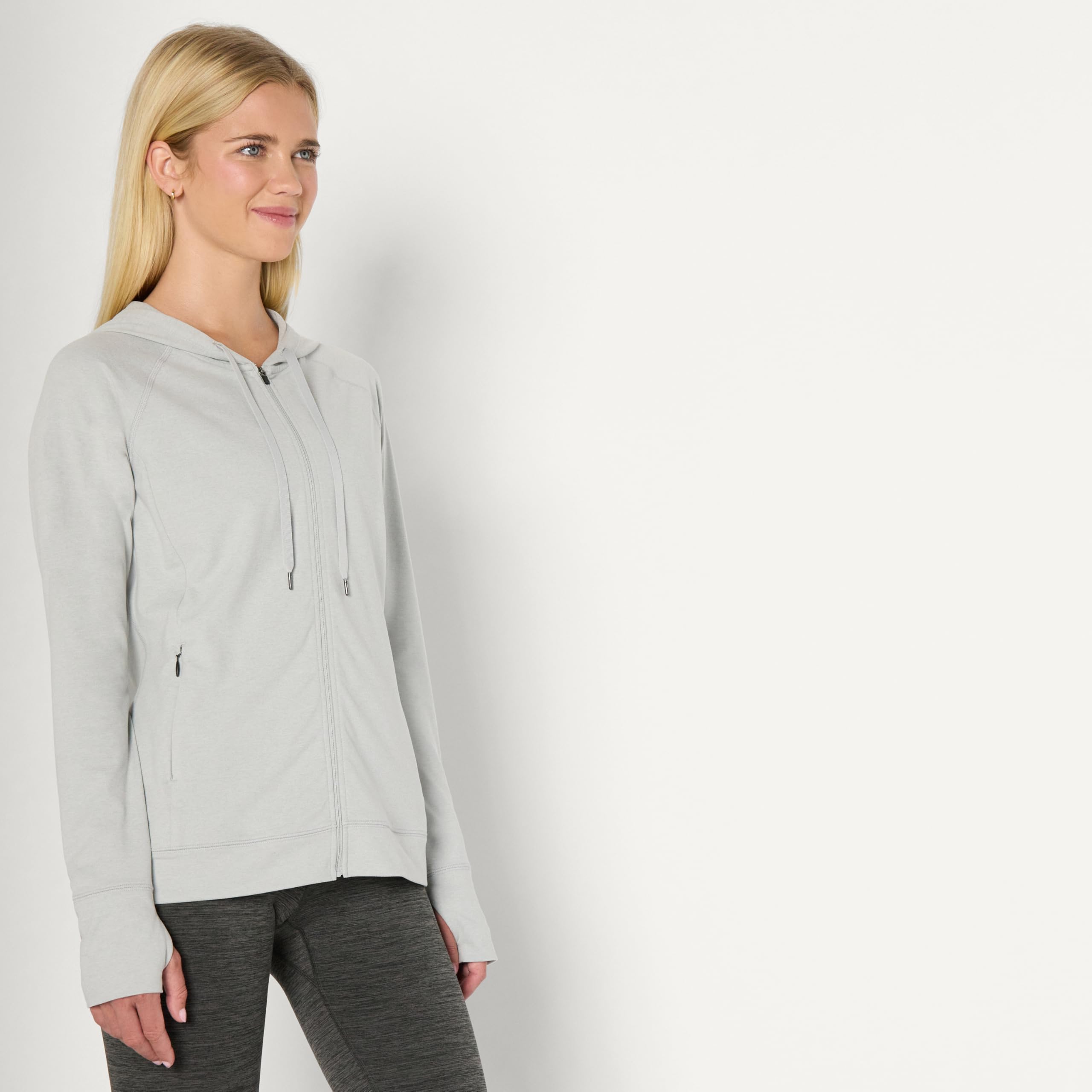 Amazon Essentials Chaqueta Deportiva Larga con Capucha y Cremallera, Ligera, Suave y de Alto Rendimiento Mujer