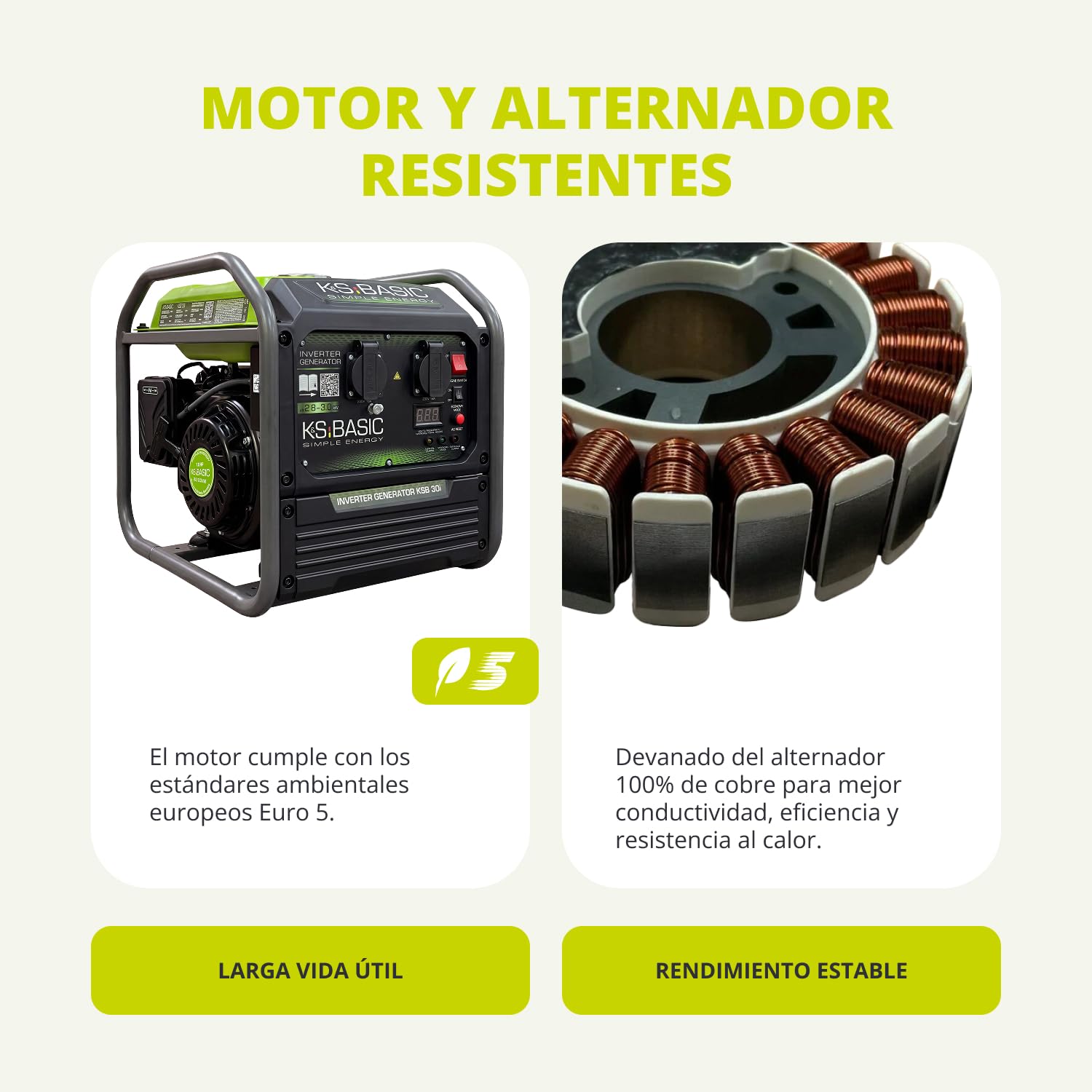 K&S BASIC 30i Generador inversor 2800 W, 3000 W máximo, grupo electrógeno compacto de gasolina, onda sinusoidal pura, generador con modo Eco, para el hogar, camping y trabajos de taller, EURO 5.