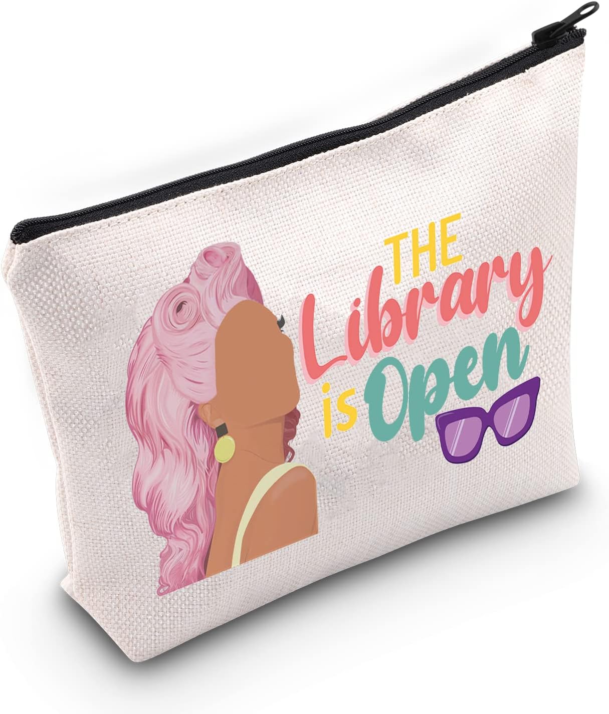 WZMPA Funny Queen Cosmetic Makeup Bag TV Show Fans Gift The Library Is Open Zipper Pouch For Women Girls, Library Is Open, Fit