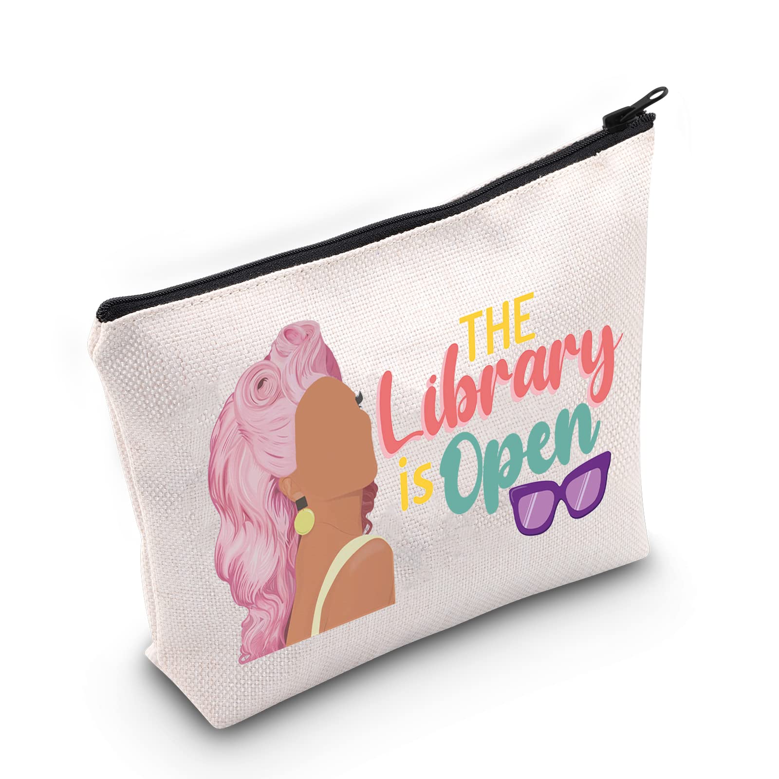 WZMPA Funny Queen Cosmetic Makeup Bag TV Show Fans Gift The Library Is Open Zipper Pouch For Women Girls, Library Is Open, Fit