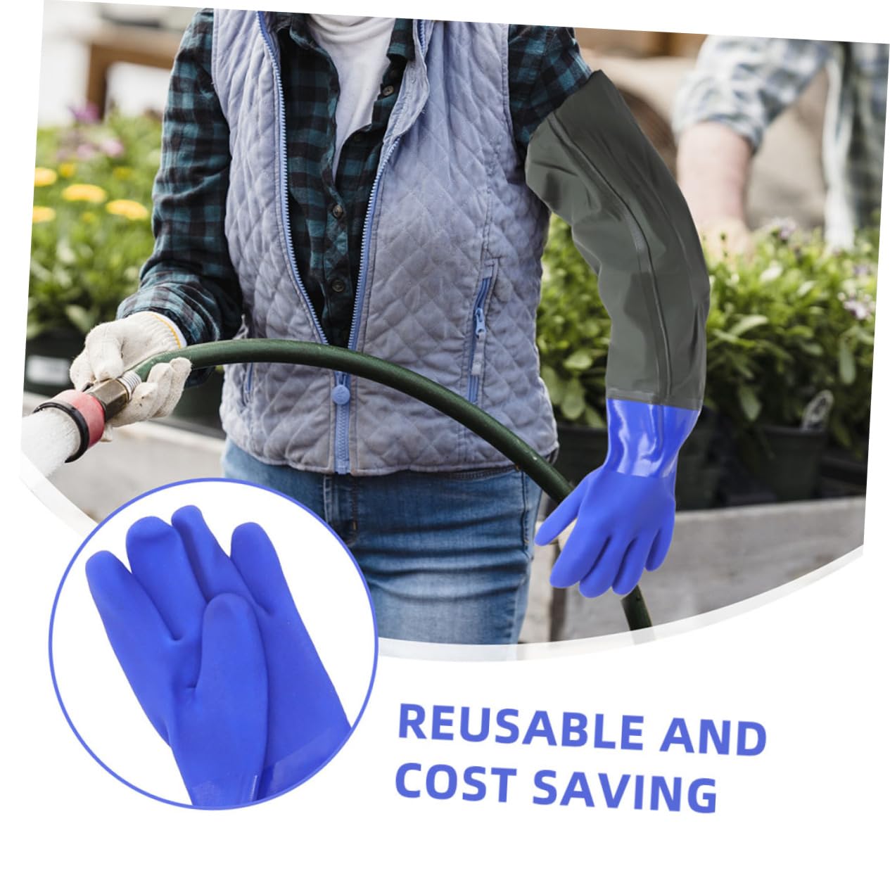 Cabilock 2pares Guantes Largos de Goma Codo Impermeables para Limpieza de Cocina y Lavavajillas Guantes de Seguridad