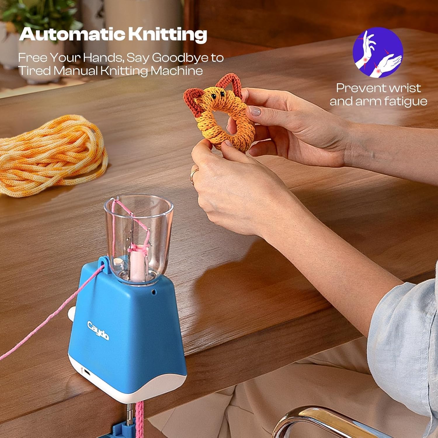 Caydo i Cord Knitting Machine, Electric iCord Maker Tool with Adequate Tension, i-Cord Knitter Machine, Automatic Knitting Yarns to i-Cords, Efficiently DIY Knitting Machine for Crocheters(Patented)