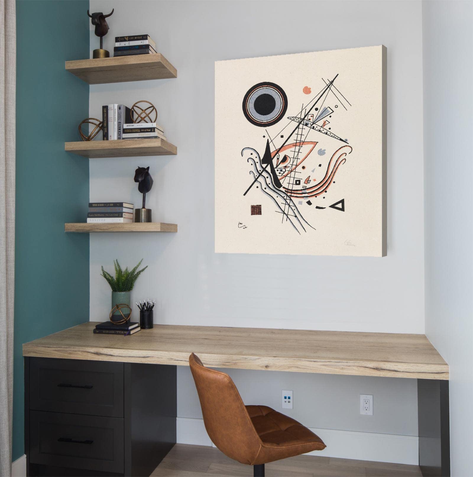 Via Vela La litografía azul 1922 impresión geométrica abstracta en lienzo pintura famosa réplica de obras de arte arte de pared para comedor Decor del hogar 75x100cm marco interior