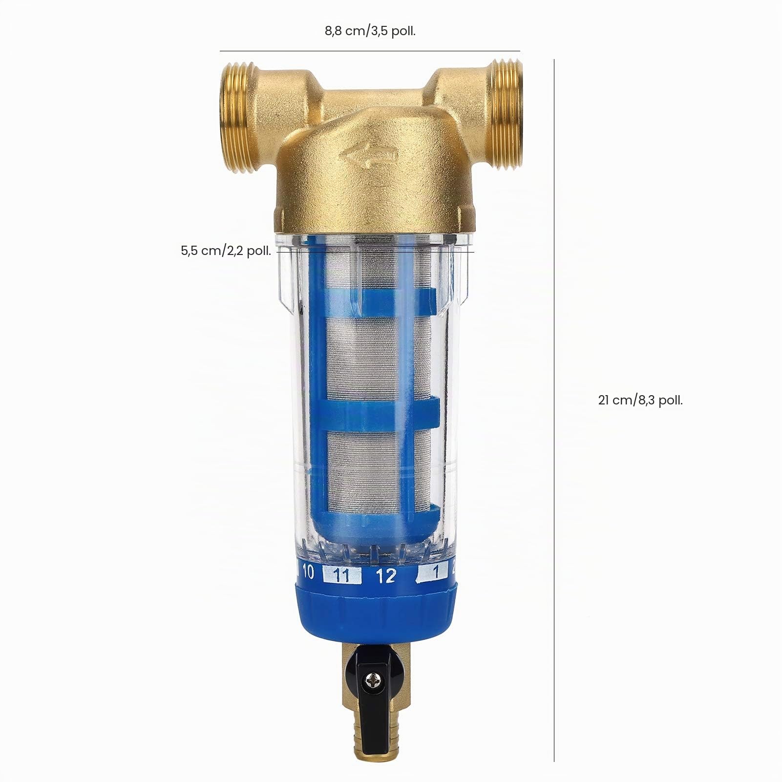 Filtro per Sedimenti, Depuratore D'acqua del Rubinetto Prefiltro per Osmosi Riutilizzabile Spin Down Filtro per Acqua per Sedimenti G1 MNPT G3/4 FNPT Prefiltro Accessorio per