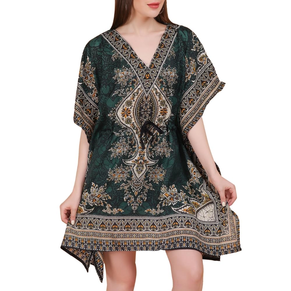 Short Kaftan Beach Cover ups Dresses for Women Ladies Dashiki African Caftan Loungewear Free Size