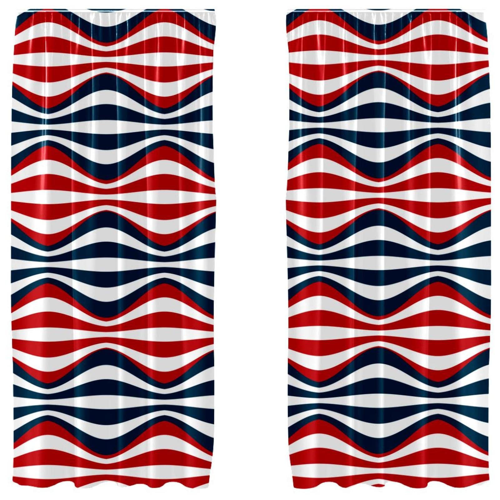 Rideaux anti-vis-à-vis pour salon et chambre | Motif abstrait bleu
