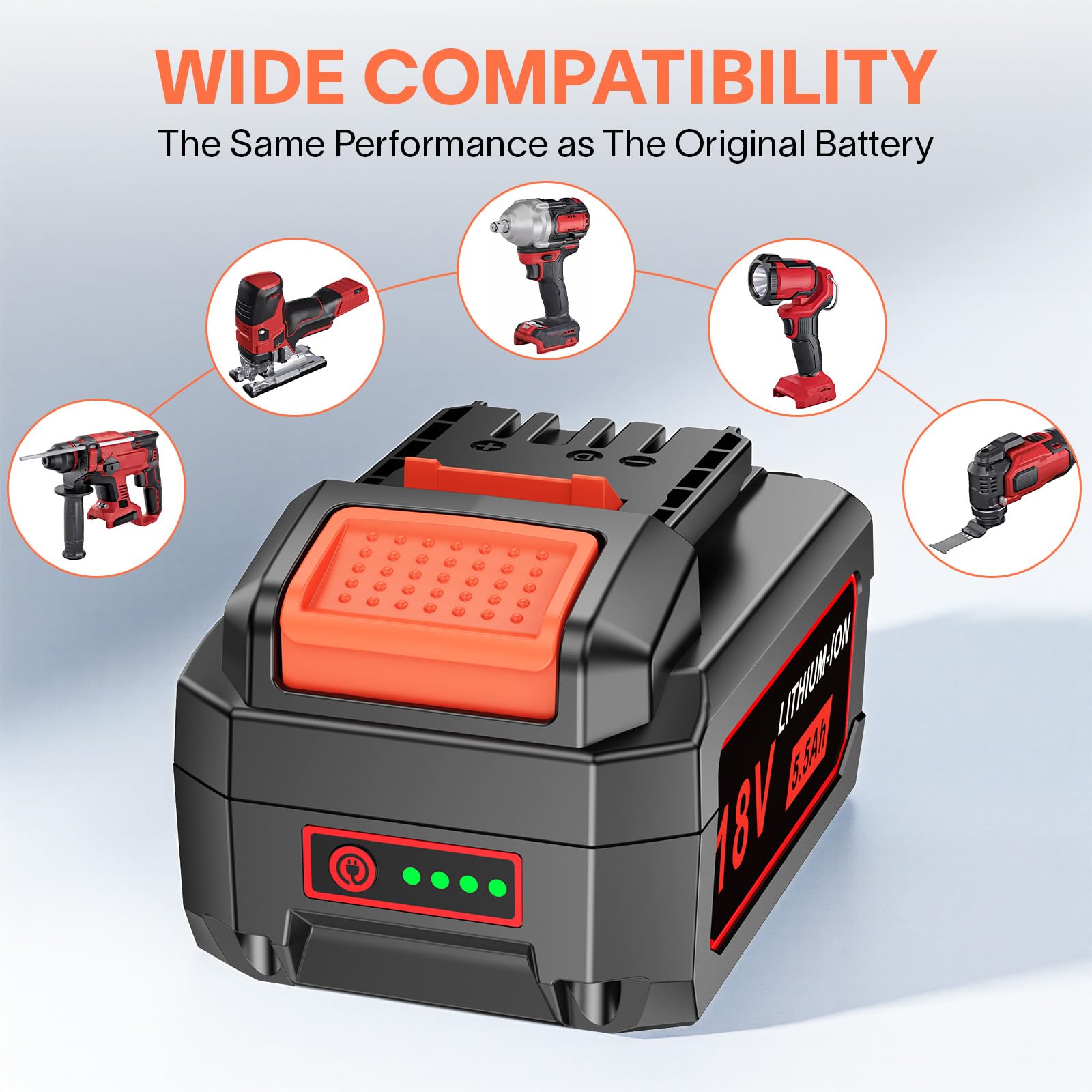 ASUNCELL Batería de ion de litio de 18 V 5,5 Ah para herramientas Flex AP FL1850, batería de repuesto 445894 con indicador de estado de carga