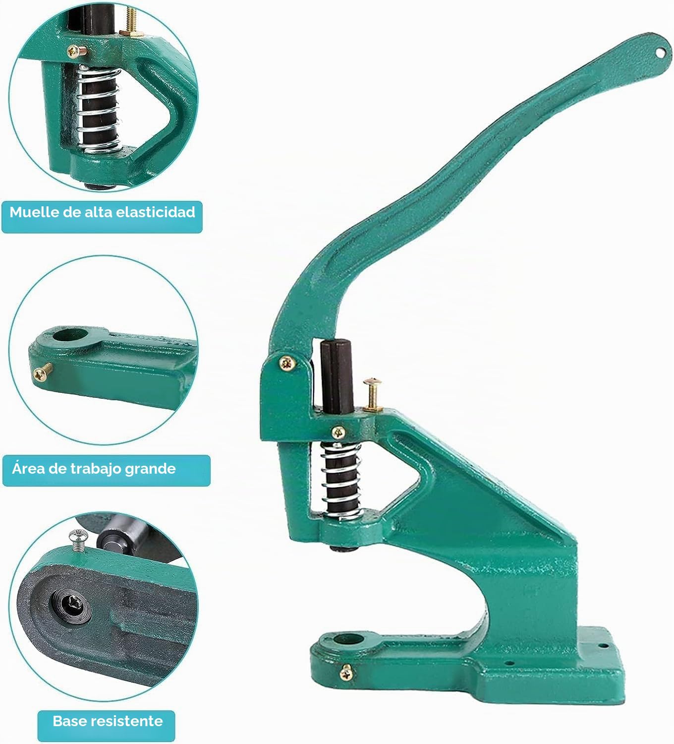 Máquina de ojal de prensa manual, resistente con 3 troqueles (6 mm/10 mm/12 mm) con ojales de mano y herramienta de punzonado