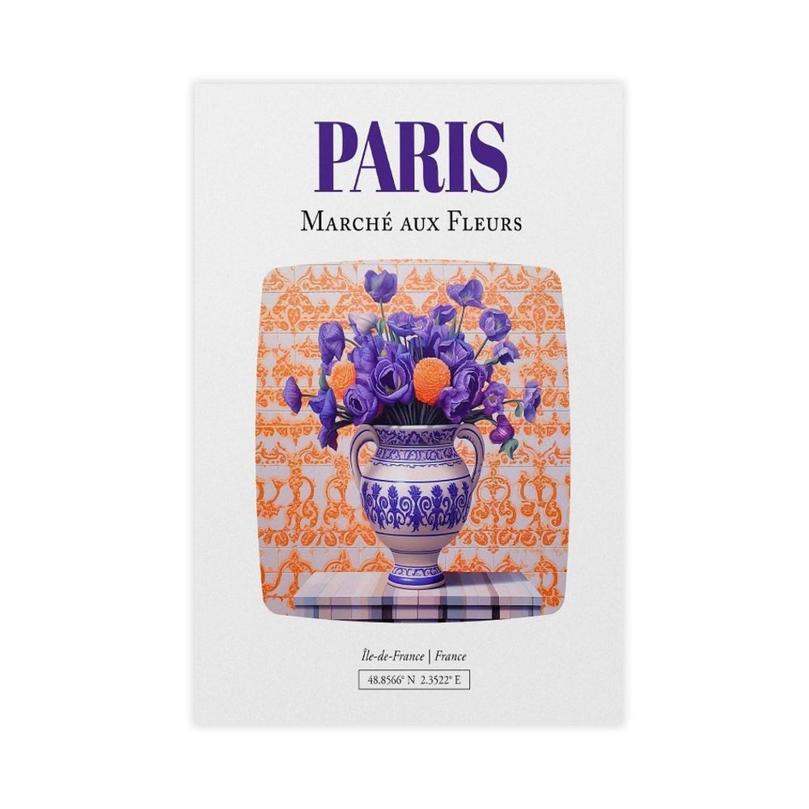 GOIAEGAG Paris (Île-de-France, France) Marché Aux Fleurs Canvas Poster Bedroom Decor Landscape Office Room Decor Gift 08x12inch(20x30cm)