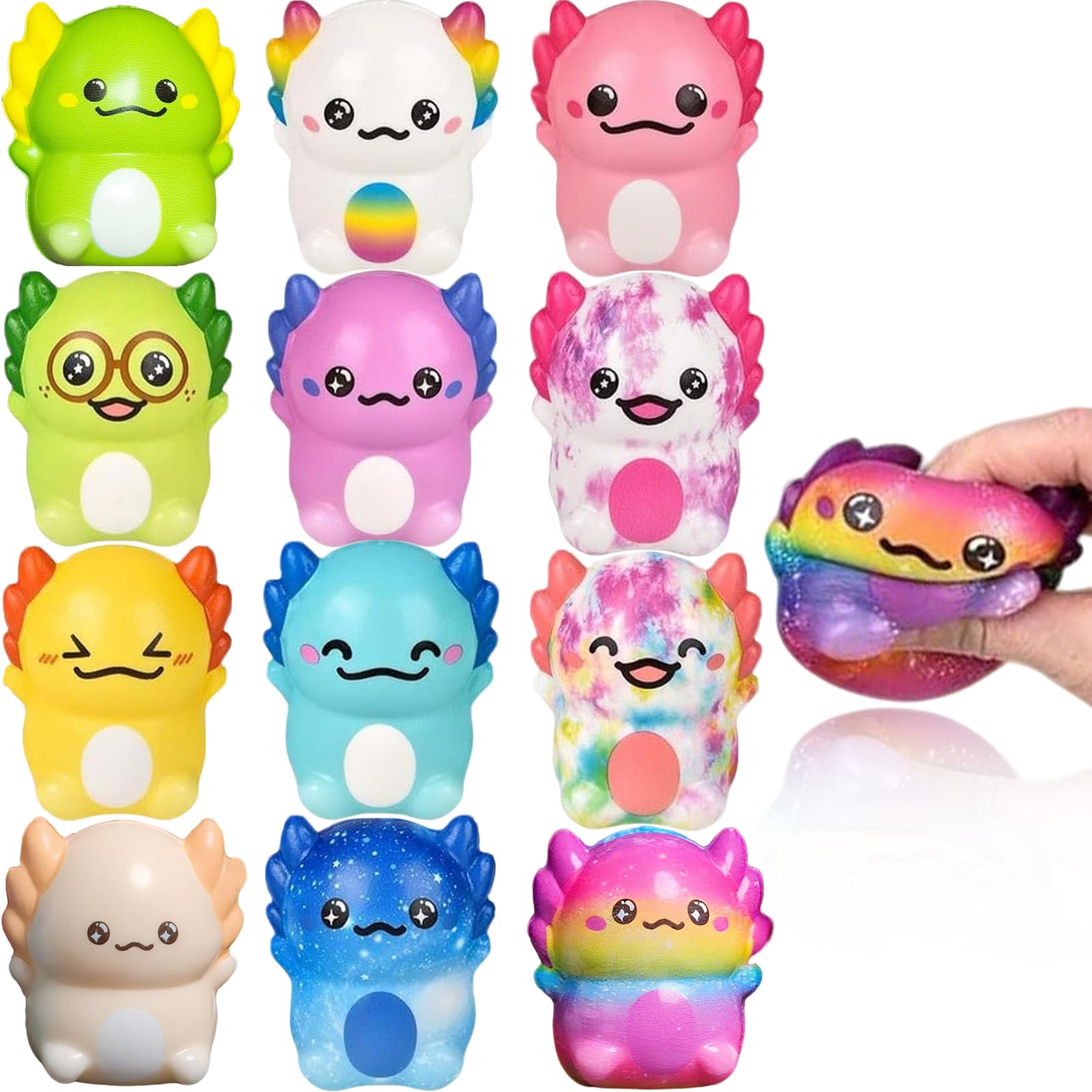12 PCS Squishy axolotl Toy,Slow Rebound Animals Squishy Toyss,Bag FillersSquishy fidget Toys for Kids,Fun Gift axolotl Squishy for Party,Adorable Slow-Rise fidget Toys for Stress Relief & Sensory Play