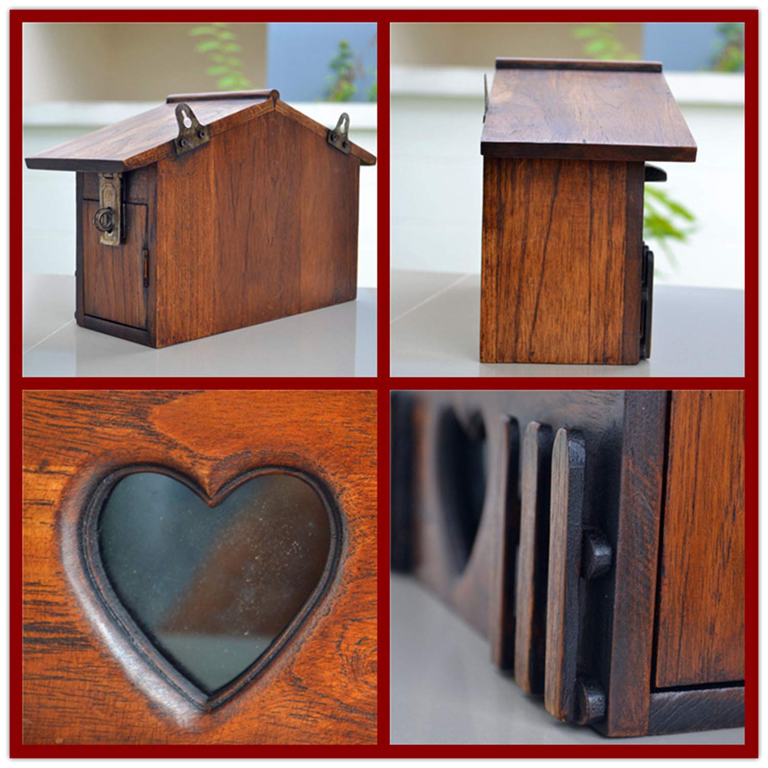 Cassetta delle Lettere di Legno Montata A Parete, Scatola Postale Carina A Forma di Casa, Cassetta delle Lettere Rustica Vintage, Artigianato