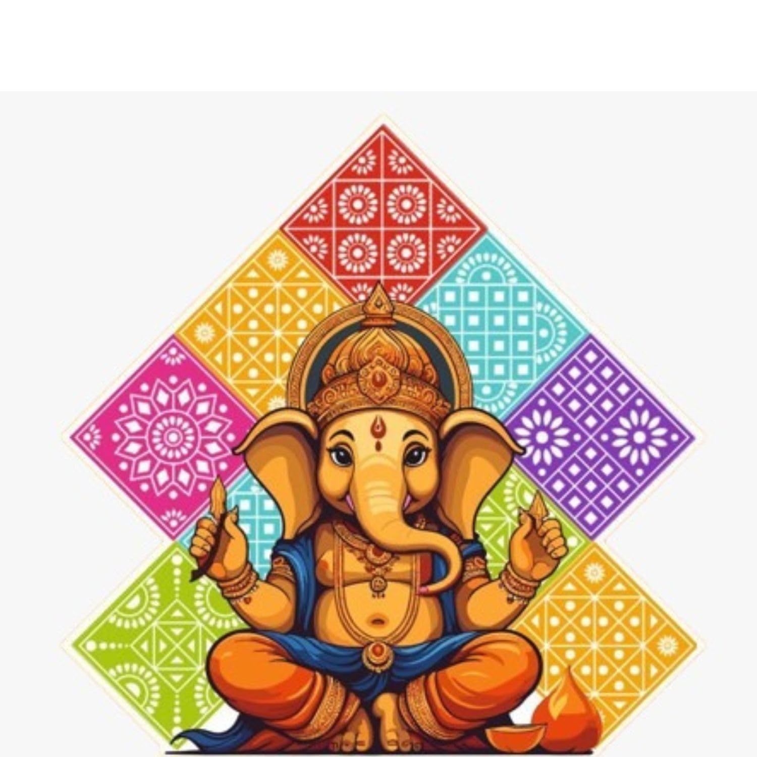 VRB Dec 12 Pcs Lippan Art Wall Hanging Decor for Ganpati Decoration Setup for Home, Modern Multicolor Mirror Mosaic Lippan Wall Art