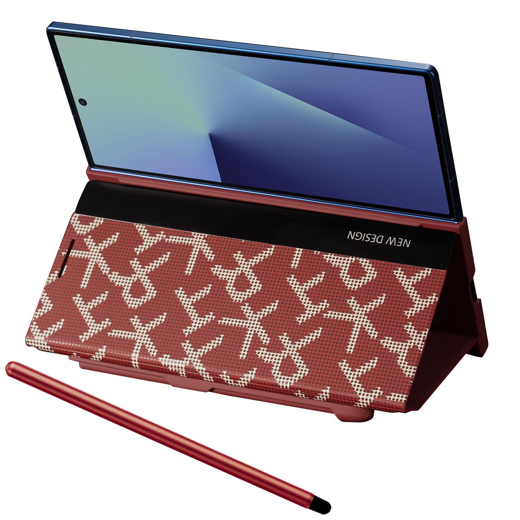 per la Case con supporto per Samsung Galaxy Z Fold7, Custodia in pelle PU con portapenne, penna stilo inclusa, Cover pieghevoli con supporto per Galaxy Z Fold 7-Rosso