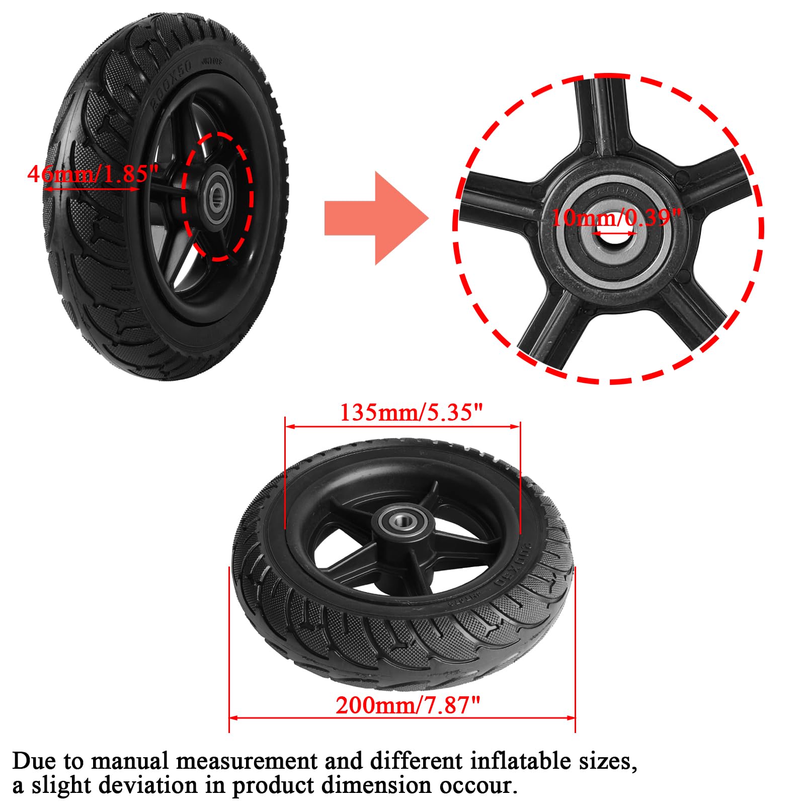PRO CAKEN 200x50 solid tire wheel Plastic Hub With Tool for electric scooter balance car 8x2 solid wheel explosion proof puncture tubeless tire parts 2 Pack