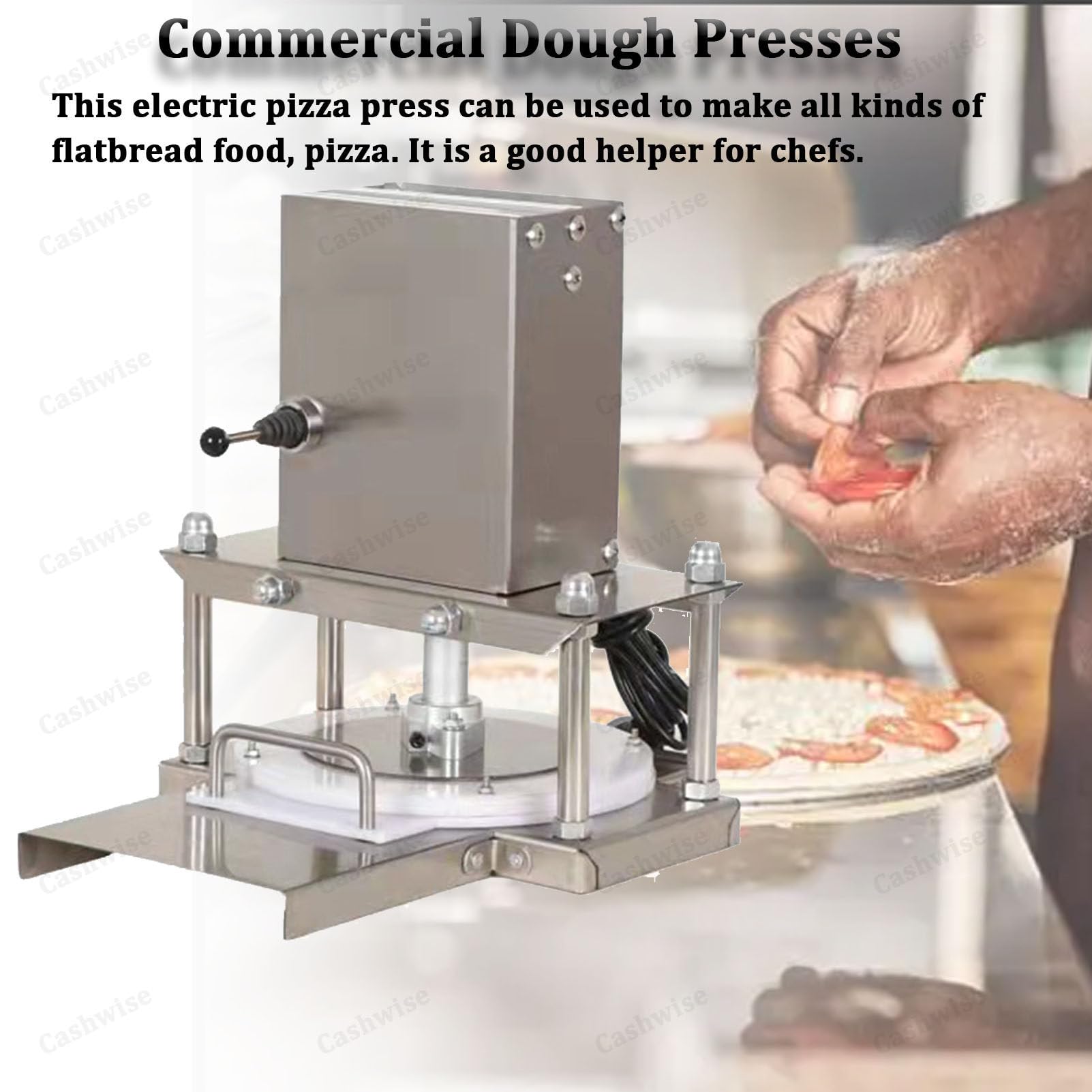 Máquina eléctrica de prensa de masa para hacer pizza y pasta, ideal para el hogar, restaurante y panadería