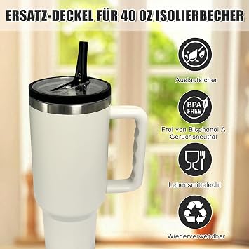 2 PCS Tumbler Flip Straw Lid Replacement Fit for Stanley Cup 40 OZ, Spill Proof Splash Resistant Cup Lid fits for Stanley Quencher Tumbler, Proof Tumbler Covers for Stanley Cup Accessories (black)