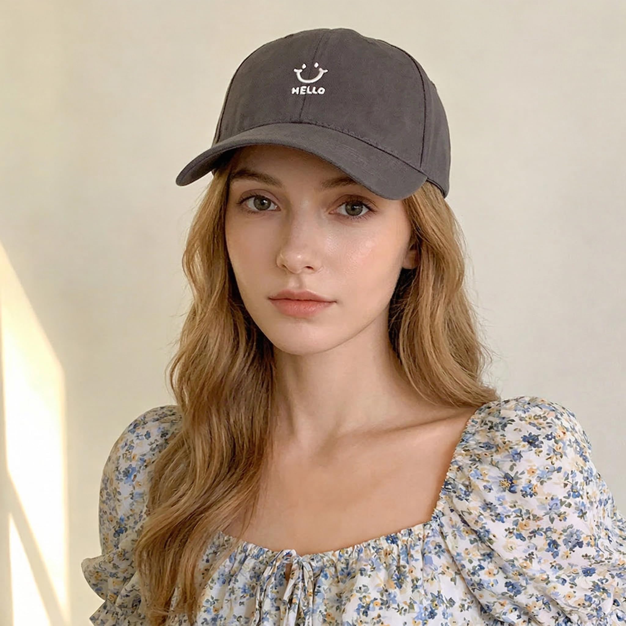 Feng Shui， Damskie czapki z daszkiem - Czapka z daszkiem dla kobiet, Daisy Regulowane damskie czapki z daszkiem dla kobiet Casual Summer Outdoor Sports Tata Czapka przeciwsłoneczna z daszkiem