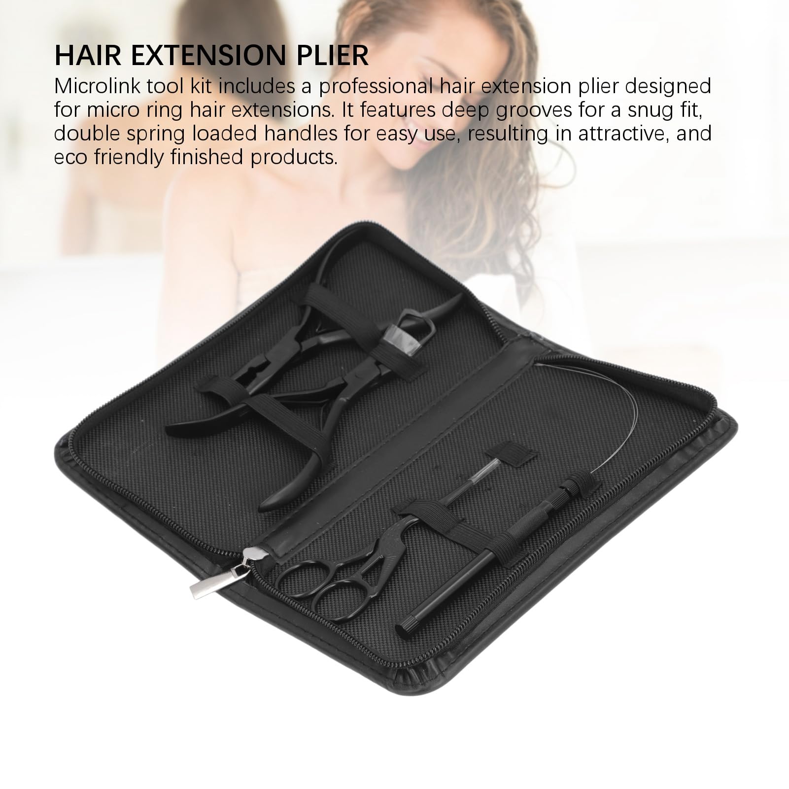 Kit de Herramientas para Extensiones de Cabello con Alicates de Acero