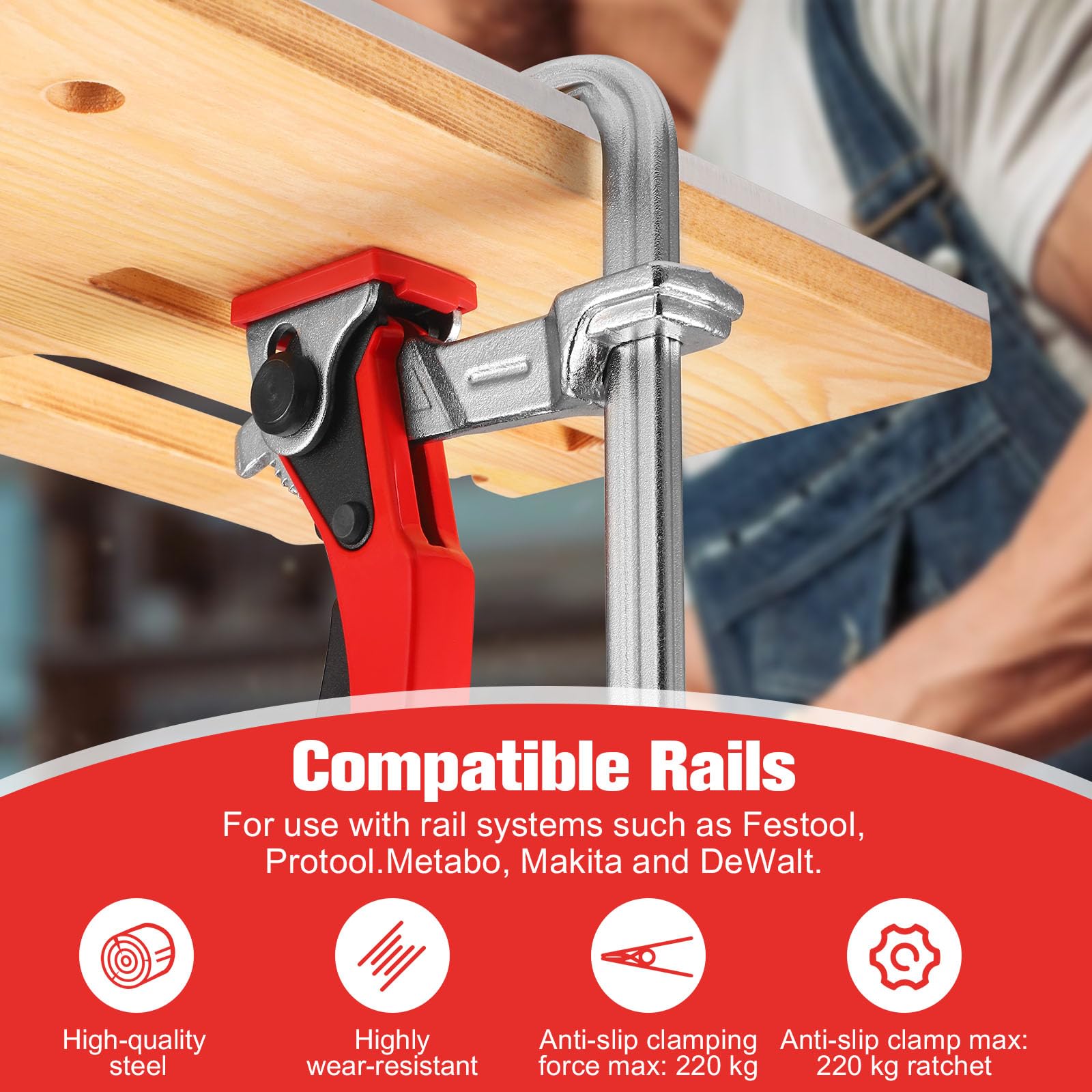 2 Pièces Serre Joint, Serre Joint Rail de Guidage Menuisier avec Capacité de 160mm et Profondeur de Gorge de 60mm Pince de Serrage à Dégagement Rapide Ponçage Meulage et Coupe