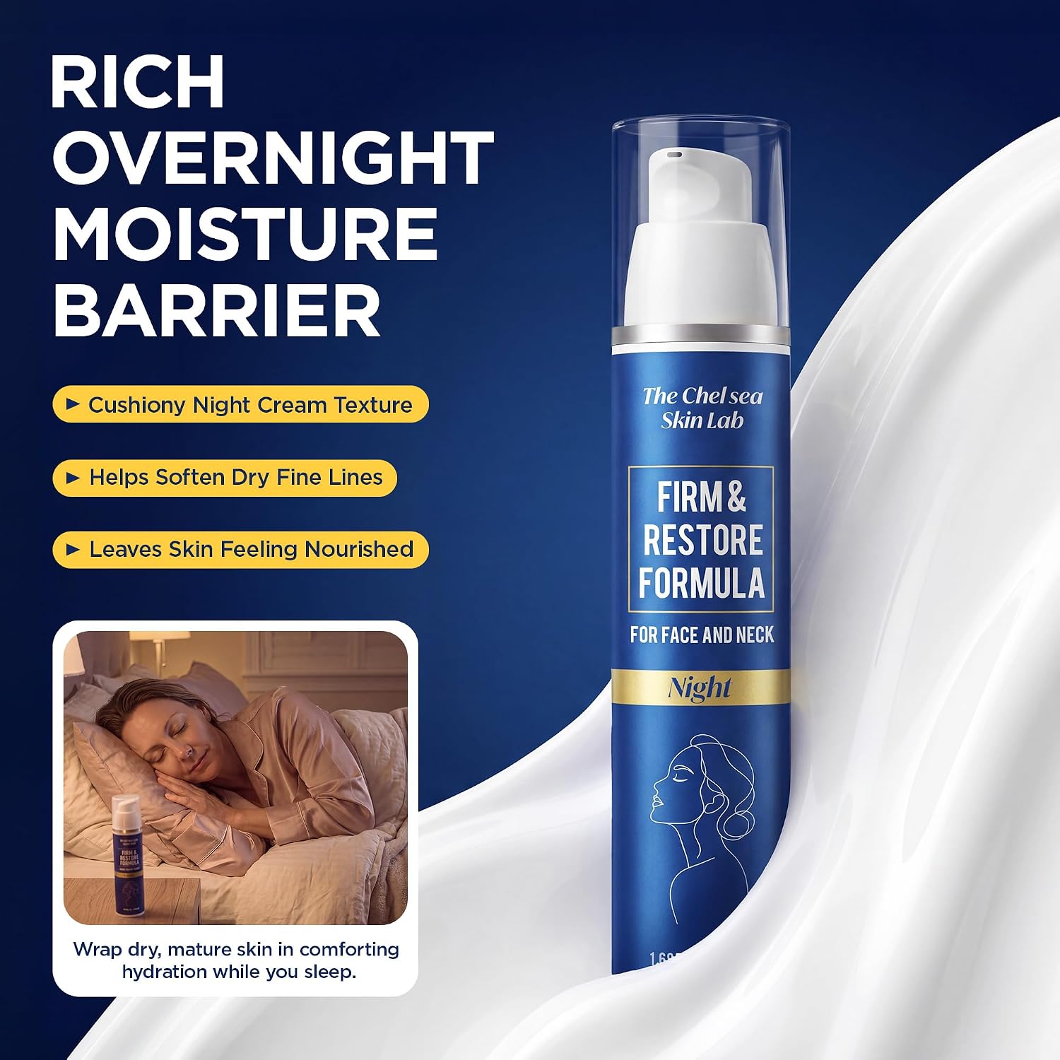 Insutam Chelsea Lab Firm and Restore Night Formula: Firming Night Cream - Overnight Hydrating for Neck and Face 1.75 fl 50ml