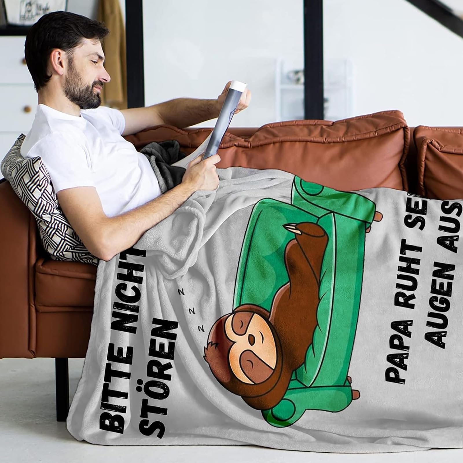 Geschenke für Papa, Lustige Faultier Decke Geschenk Papa zum Geburtstag, Bester Papa Geschenke, Weihnachten Vatertag Geburtstag Geschenk Für Papa