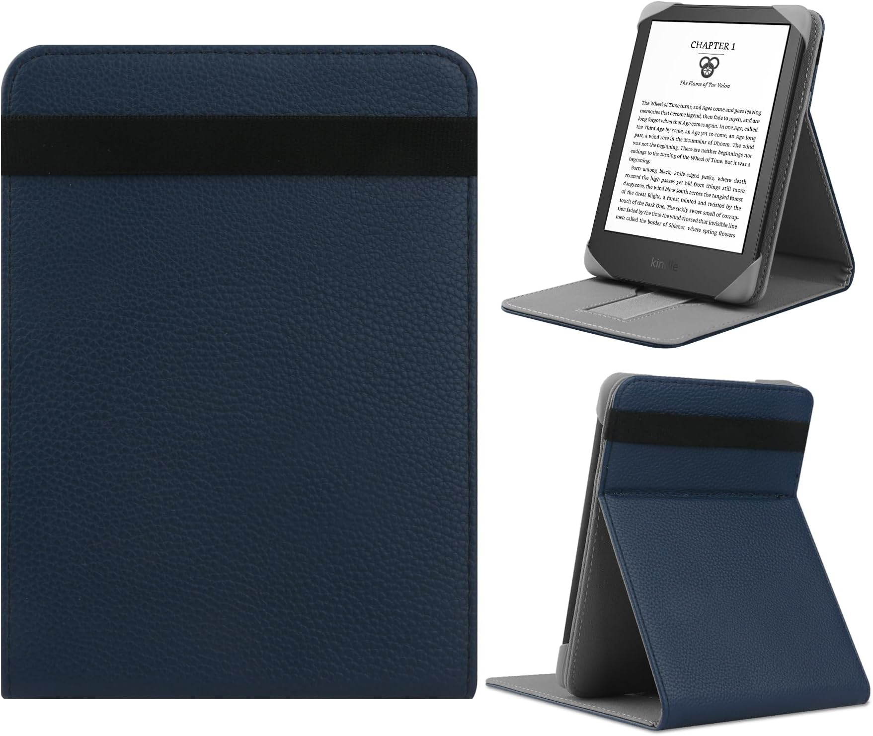 LIUDENWIN Universal Case for 6-inch Kobo Clara HD/Kobo Clara 2E/Kobo Nia/Pocketbook Basic 4/Touch Lux 5 Leather Stand Cover Compatible 6'' Pocketbook/Tolino E-Book Reader, Blue