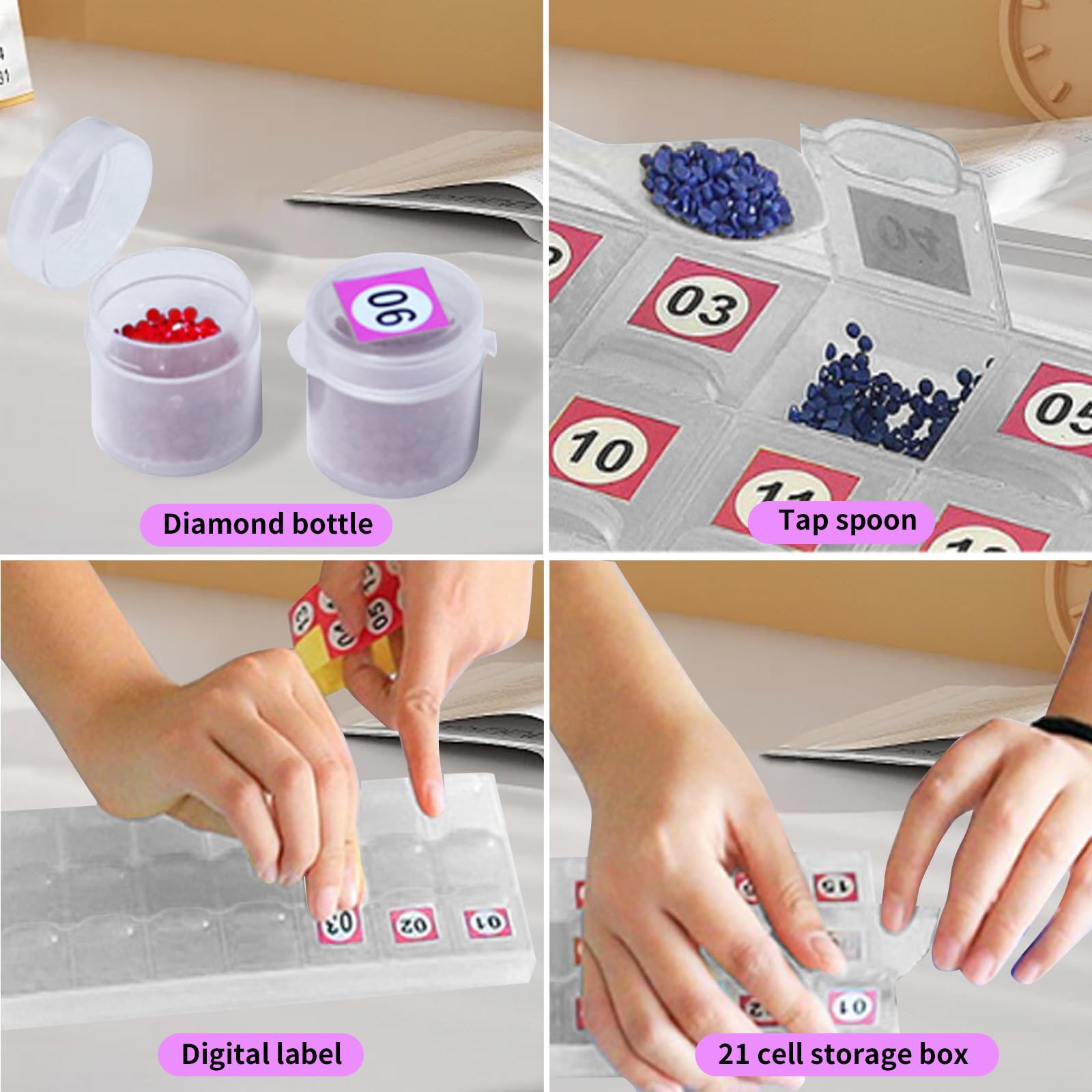 Kit Diamond Painting - 60 Contenitori Con Accessori Per Pietre - Foto 3