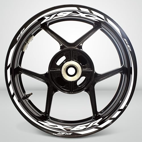 Miniatura 2 de Calcomanía de llanta de motocicleta, calcomanía de accesorio de rueda para Kawasaki ZX6R, Blanco satinado