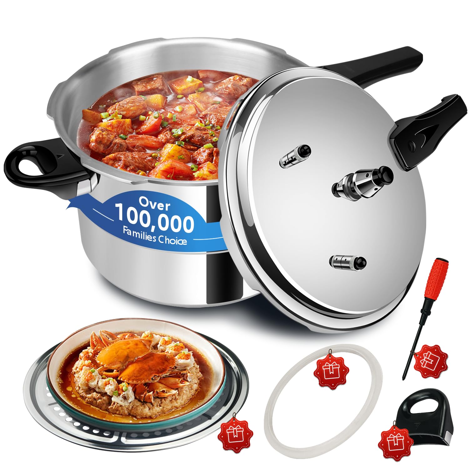 Hestroney 6.5 Qt Aluminum Pressure Cooker