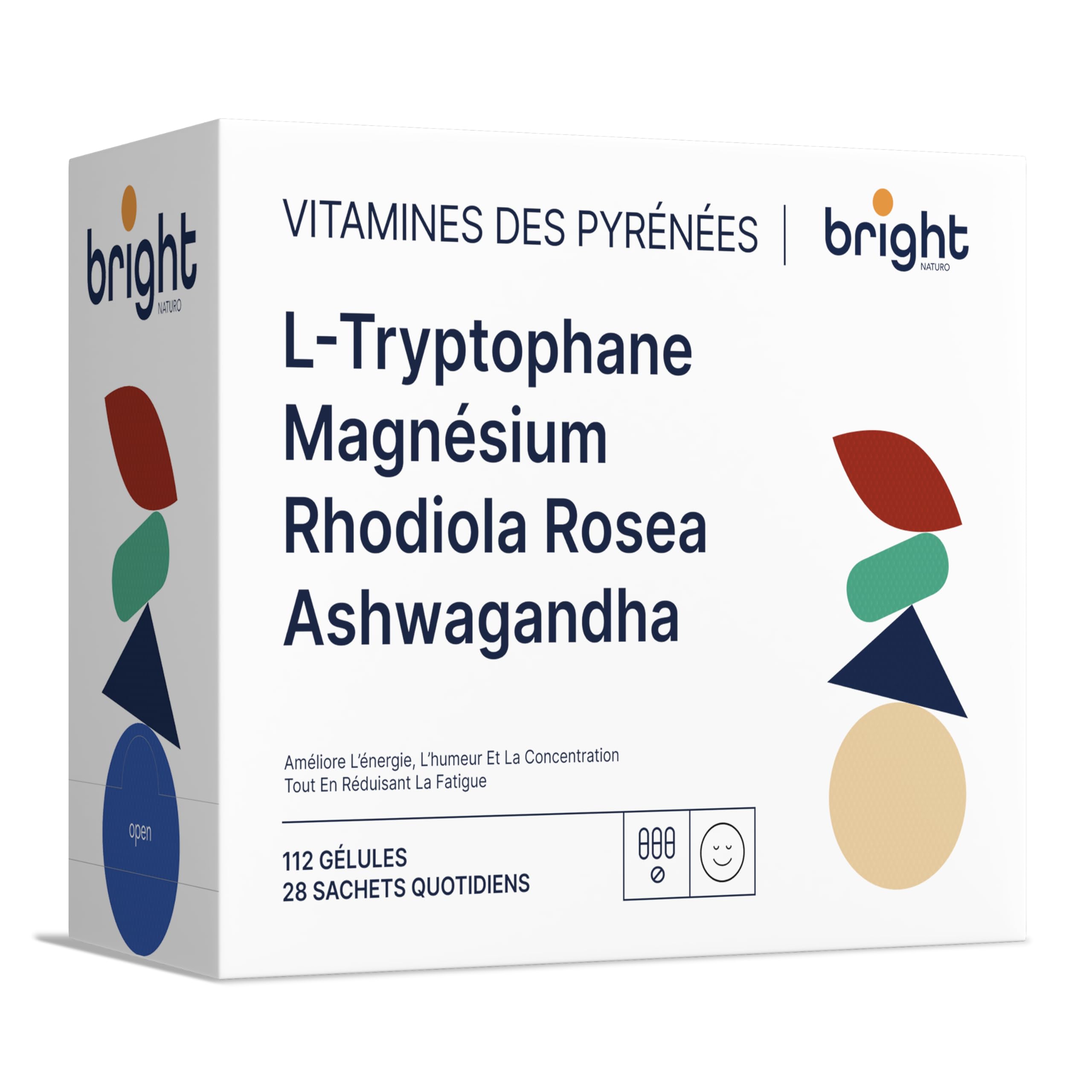 L-Tryptophane Magnésium Ashwagandha Rhodiola – Gestion de l’Équilibre Émotionnel et de l’Énergie, 4 Compléments en 1 Paquet pour Bien-être Mental et Vitalité I 28 Doses Journalières