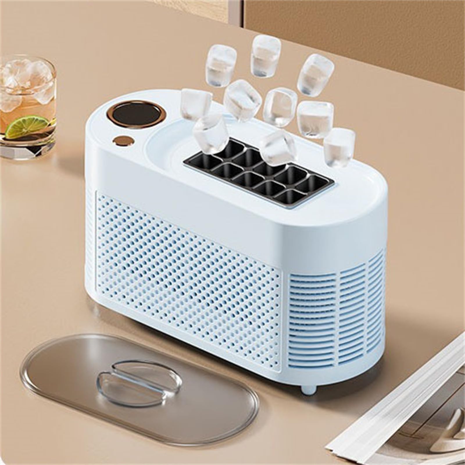 Mini-Máquina De Hielo De Sobremesa, Máquina Portátil Para Hacer Cubitos De Hielo, Herramienta Compacta Para Hacer Cubitos De Hielo Para El Hogar, La Cocina, El Camping Y Las Autocaravanas,C,10 Cubes