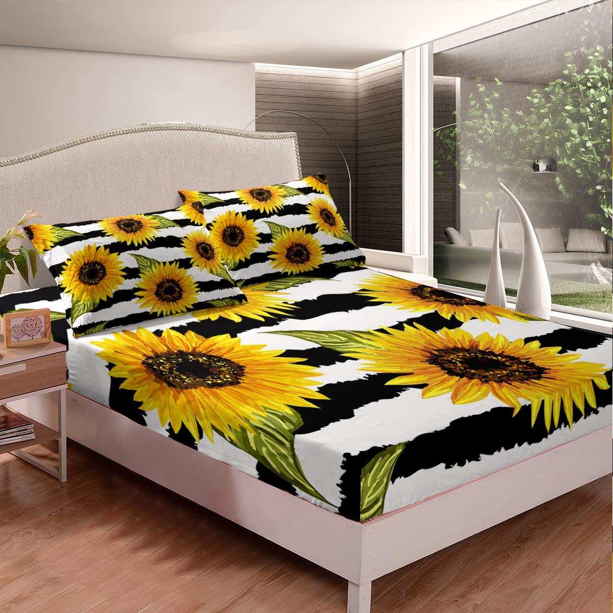Parure de lit pour filles à motif floral tournesol pour remplacer le linge de lit usé