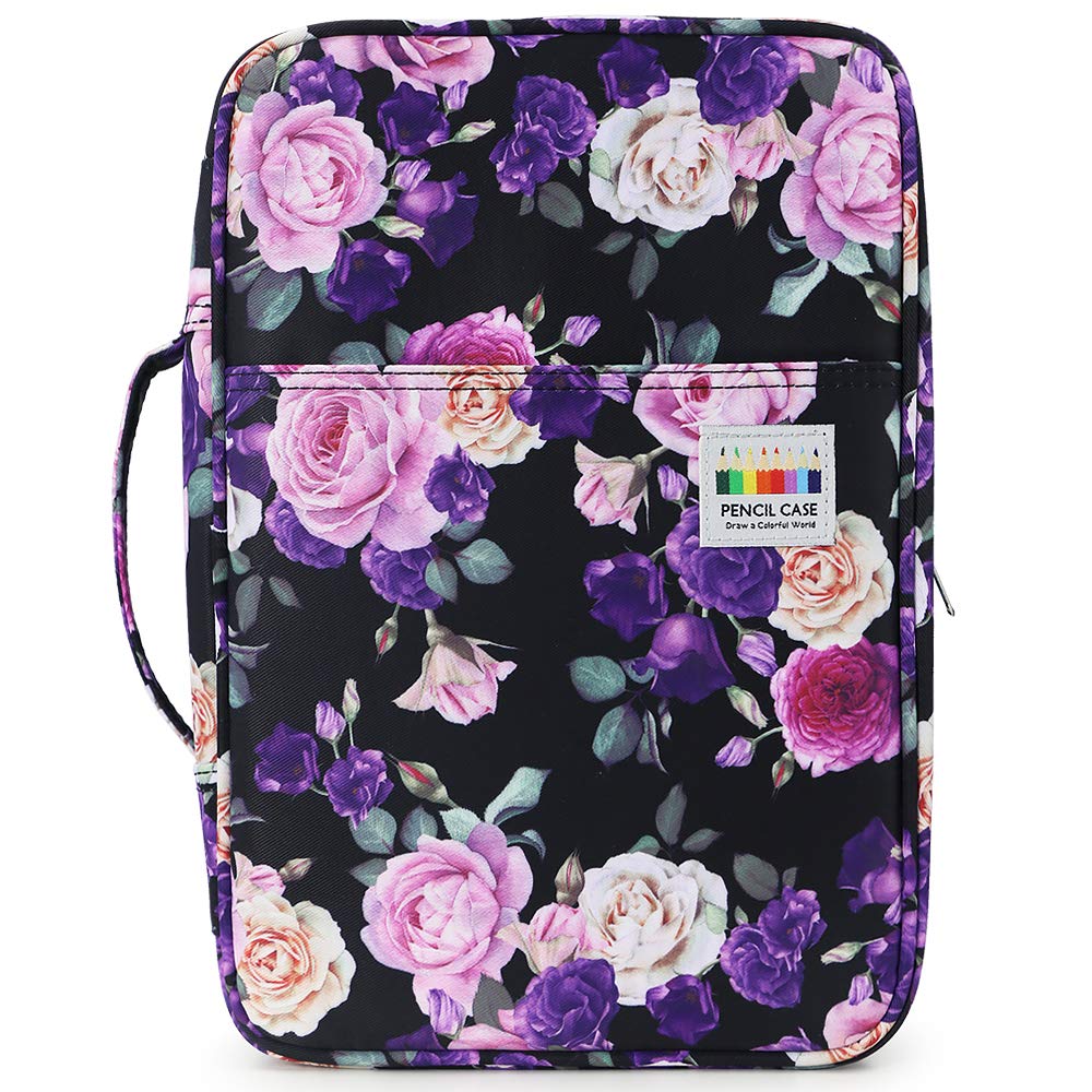 YOUSHARES Farbiges Federmäppchen, 300 Fächer, großes Fassungsvermögen, Federmäppchen mit Mehreren Schlitzen, für Prismacolor Buntstifte und Gelschreiber, Violett-rosa Rose, 300 Slots, Modern