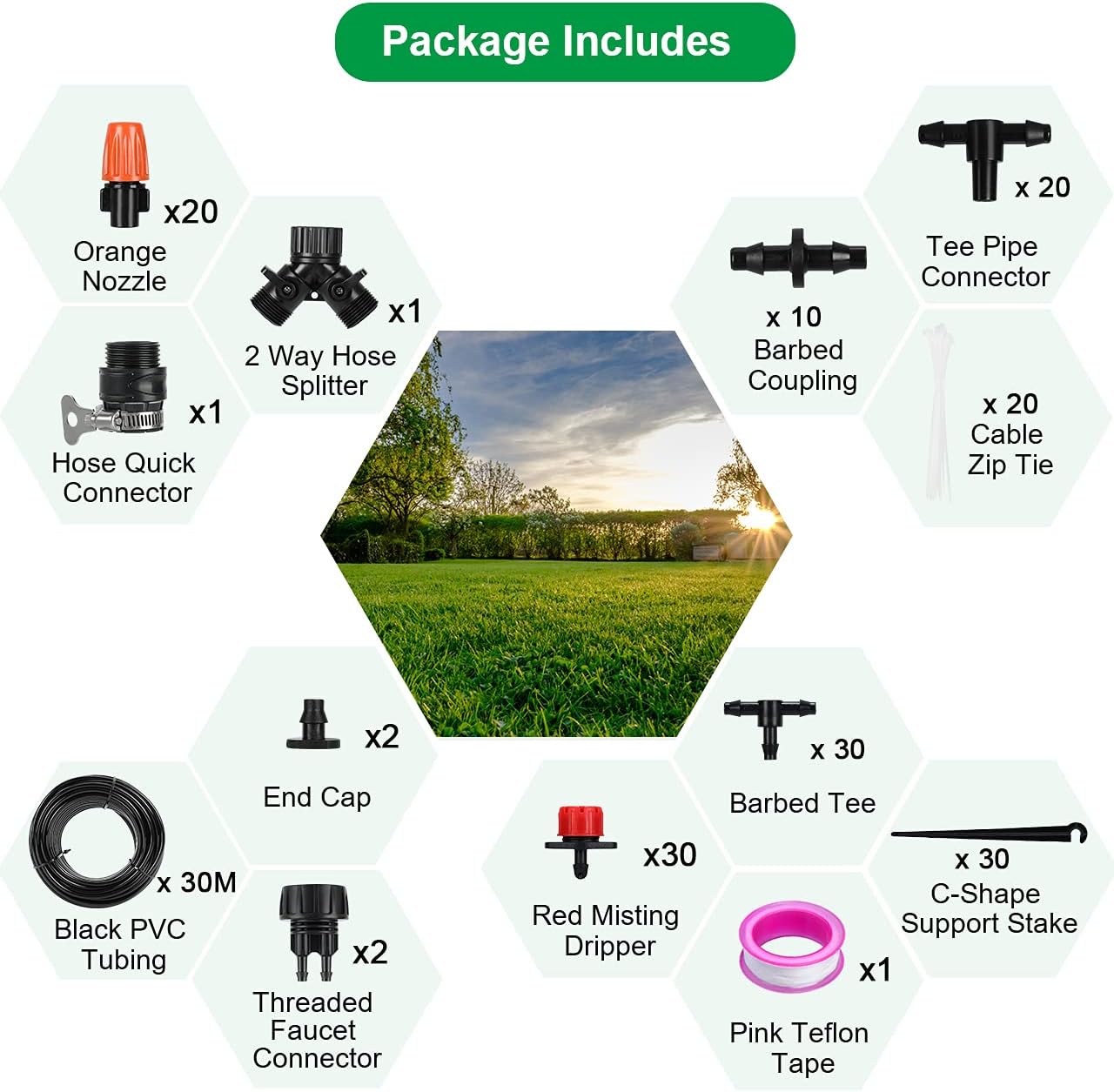 Aiglam Garden Irrigation System 98FT/30M Drip Irrigation Kit，1/4" Blank Distribution Tubing Adjustable Automatic Drip Irrigation Kits for Garden Greenhouse,Flower Bed, Patio Plants : Patio, Lawn & Garden