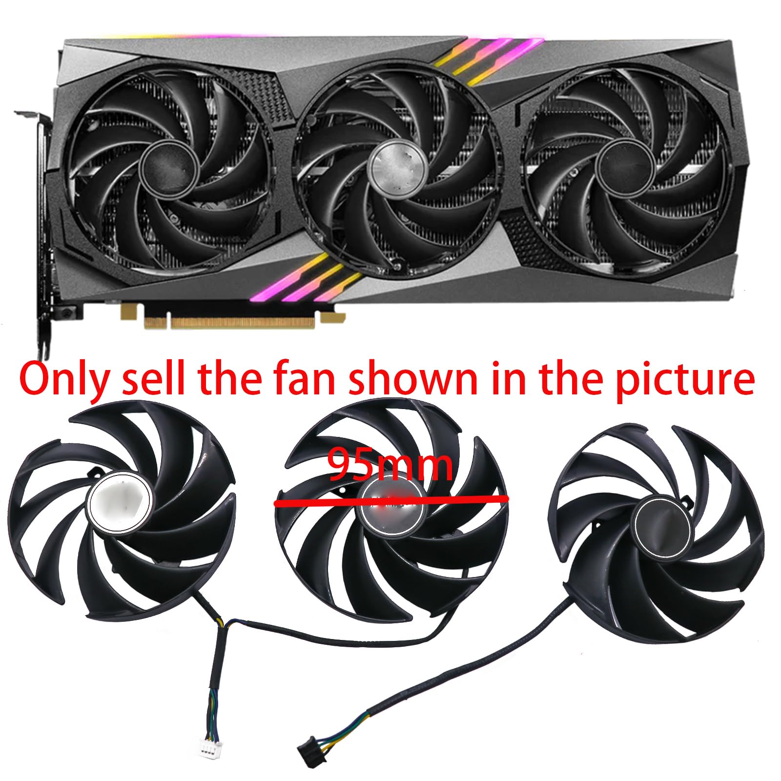 BestParts 95mm New Graphics Card Video Card Cooling Fan Replacement for MSI RTX 4080 4080S 4090 Gaming X Trio/RTX 4080 4090 SURIM X PLD10010B12HH 42mm 4-pin Silent Fan