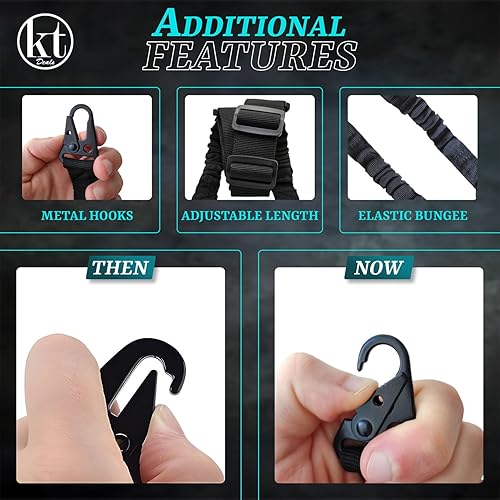 Miniatura 3 de Eslinga táctica para rifle de 2 puntos, correa de hombro ajustable de dos puntos con ganchos de metal, rápida y fácil, correa de hombro para rifle