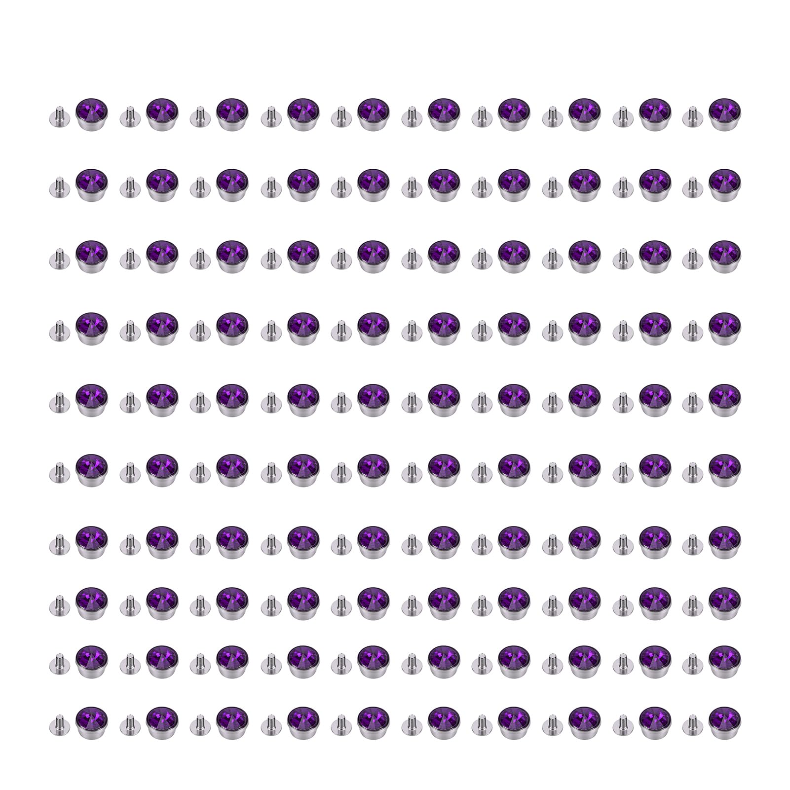 Rivetto con Strass, Bottone Decorativo con Vite in Ferro 12 Mm | Base in Metallo Placcato Oro, Resistente All'usura, Vite Sdoppiata 6,5 Mm