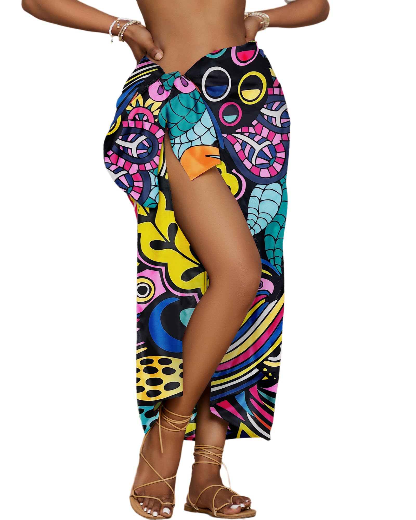 Bsubseach Women Sarong Swimsuit Coverups Long Pareo Bikini Wraps Skirt Beach Bathing Suit Cover Up