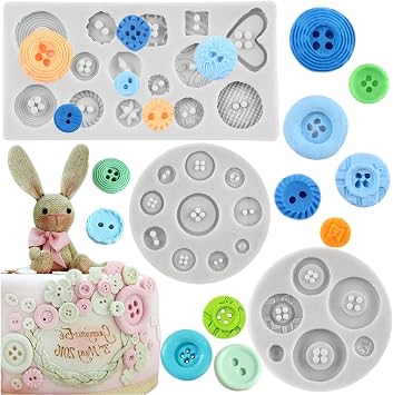 Button Silicone Mold Button Fondant Chocolate Set Of 3 | Cake Decorating Cupcake Topper Gum Paste Polymer Clay