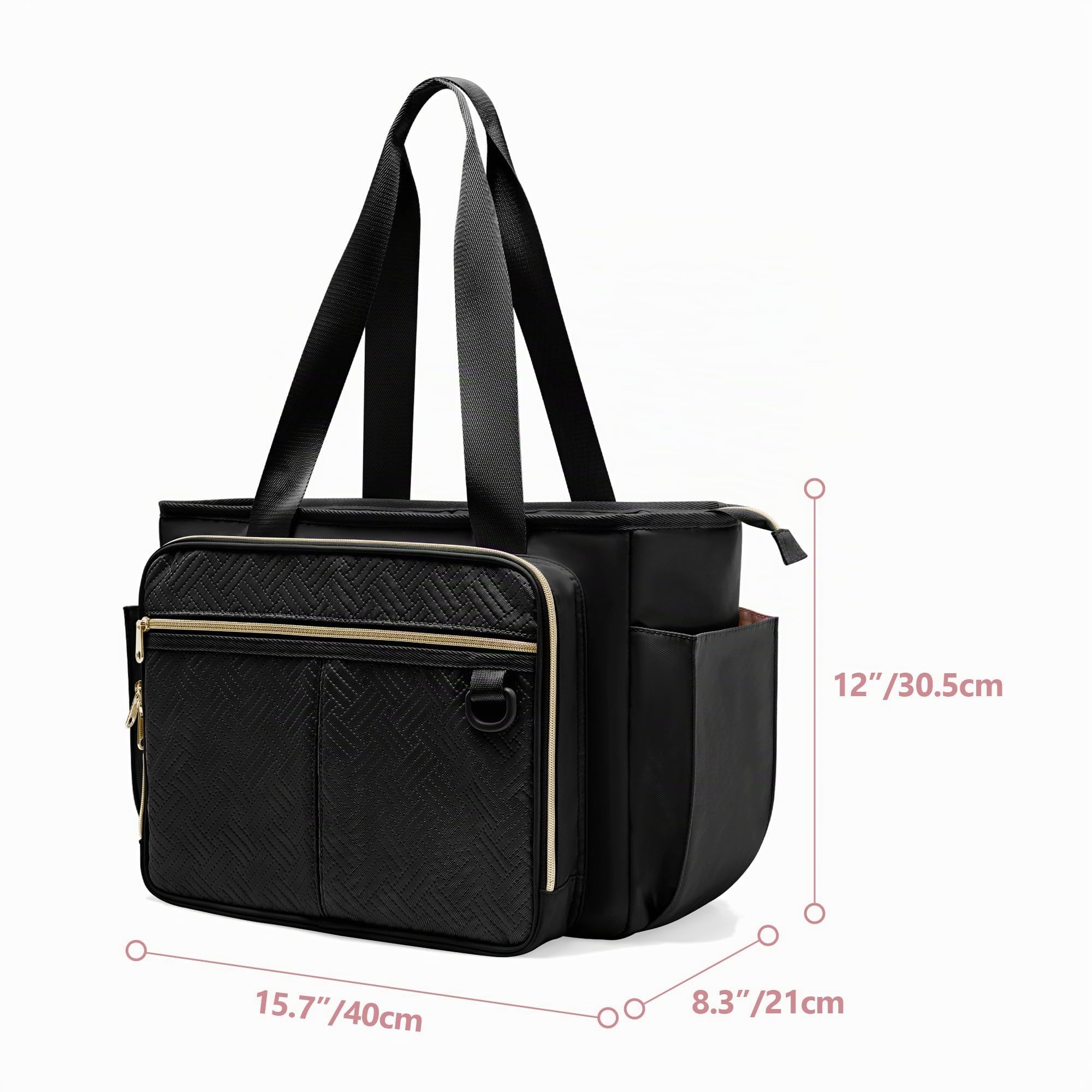 Bolsa de Mano para Profesores con bolsillo Organizador de Archivos de Acordeón, Bolsa Grande de Trabajo para Profesores para Mujeres, Negro (Diseño de Patente)