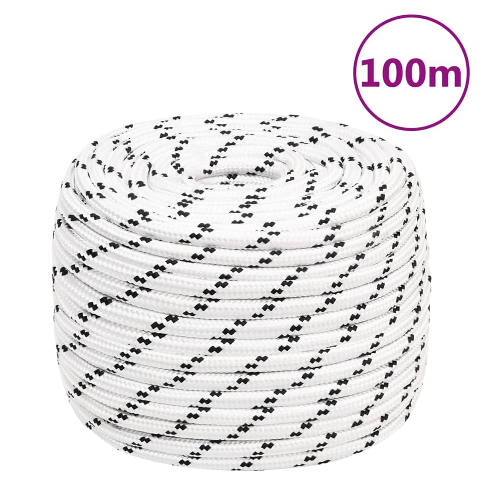 Homgoday Corda intrecciata per barca, bianca, 12 mm x 100 m, in poliestere, per imbarcazioni, yacht, nautica, yacht, barca