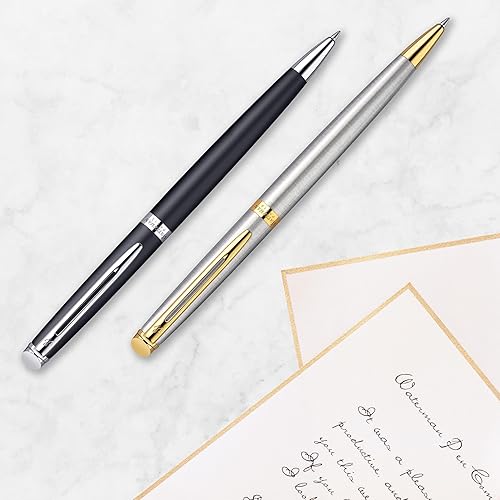 Miniatura 6 de Waterman Hemisphere - Bolígrafo negro mate con borde dorado, punta media con cartucho de tinta azul, caja de regalo