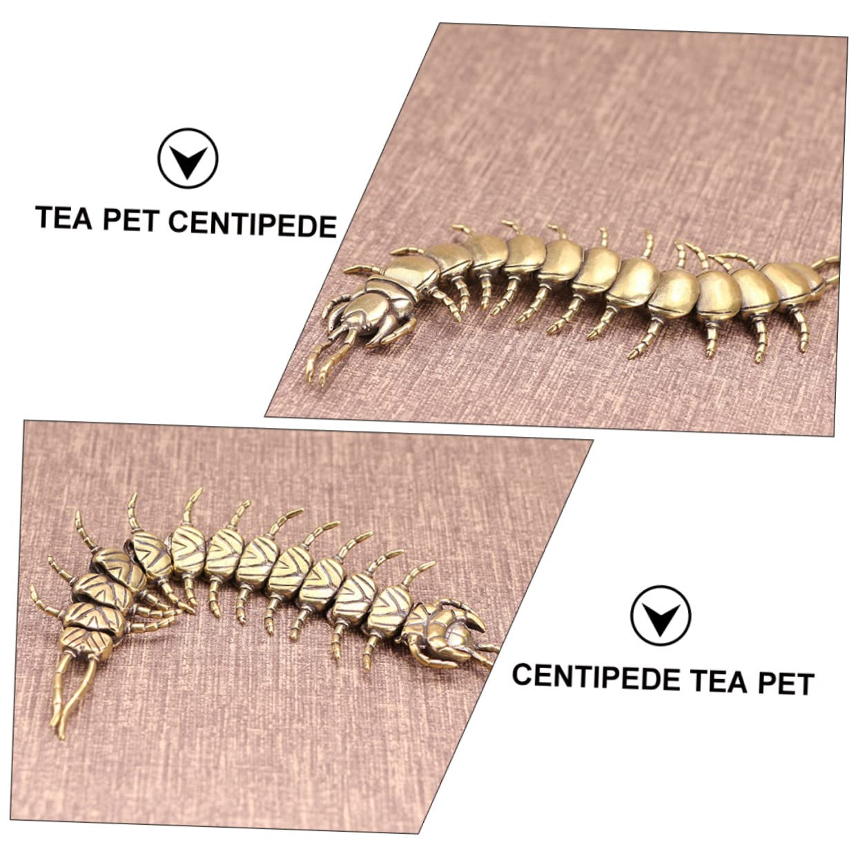 Cabilock Juguetes 3 Piezas Adorno de ciempiés Cosas de Broma Mascota de té decoración Bandeja de té Mascota artesanías de Mascotas de té de latón pequeña Adornos Accesorios Decorar