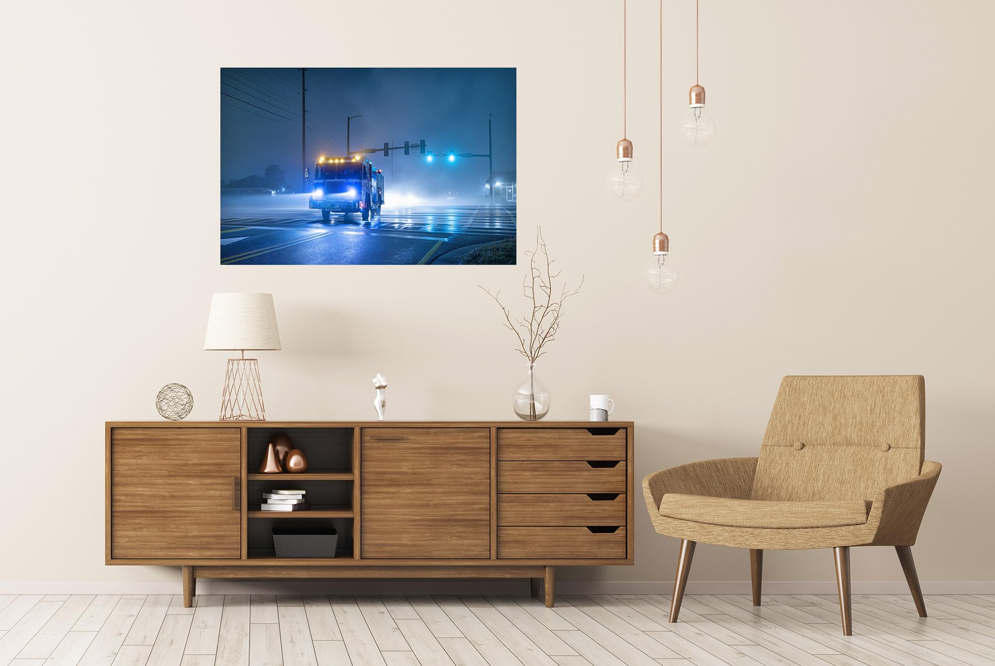 islandburner Póster Premium Dramático Camión de Bomberos Mural Salón Para Aventureros - Gran Formato