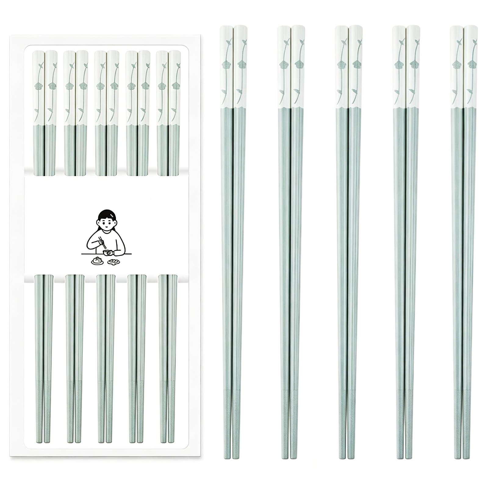 5 Pairs Pink Fiberglass Chopsticks, Non-Slip Reusable — Amazon image 13