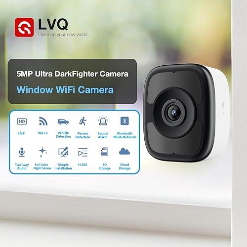 Miniatura 2 de Cámara de ventana 3K de 5 MP, cámaras de interior WiFi 2.4G y 5G para seguridad en el hogar con visión nocturna a color, cámara de seguridad para
