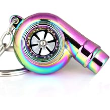 maycom Creative Spinning New Charming Polished Black Turbo Turbocharger Keychain Key Chain Ring Keyring Keyfob,make Whistle Sound