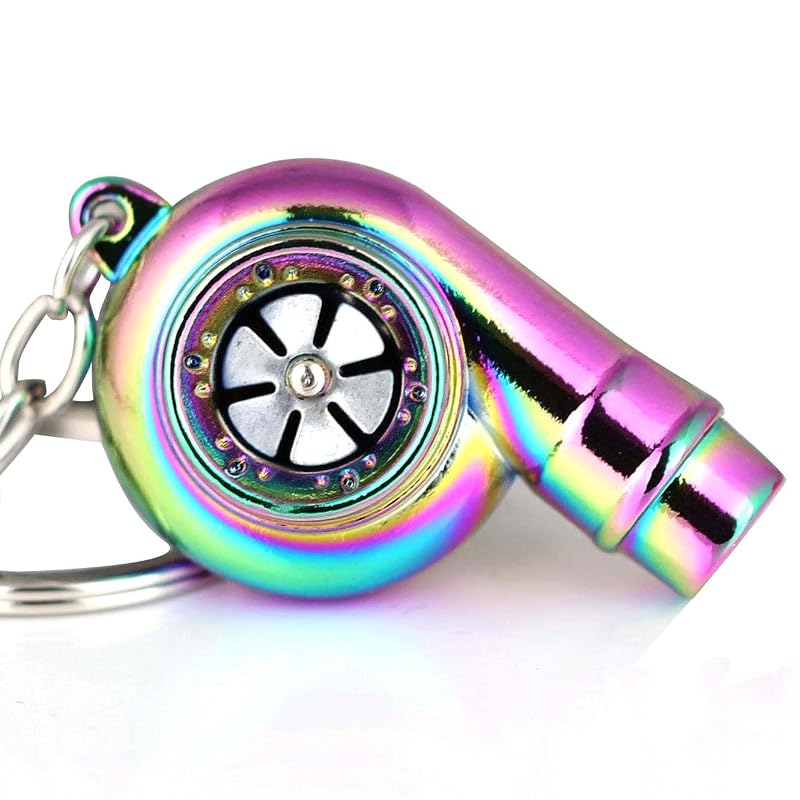 Chaveiro de turbocompressor 3D maycom com apito e turbina giratória, Whistle Neo Rainbow